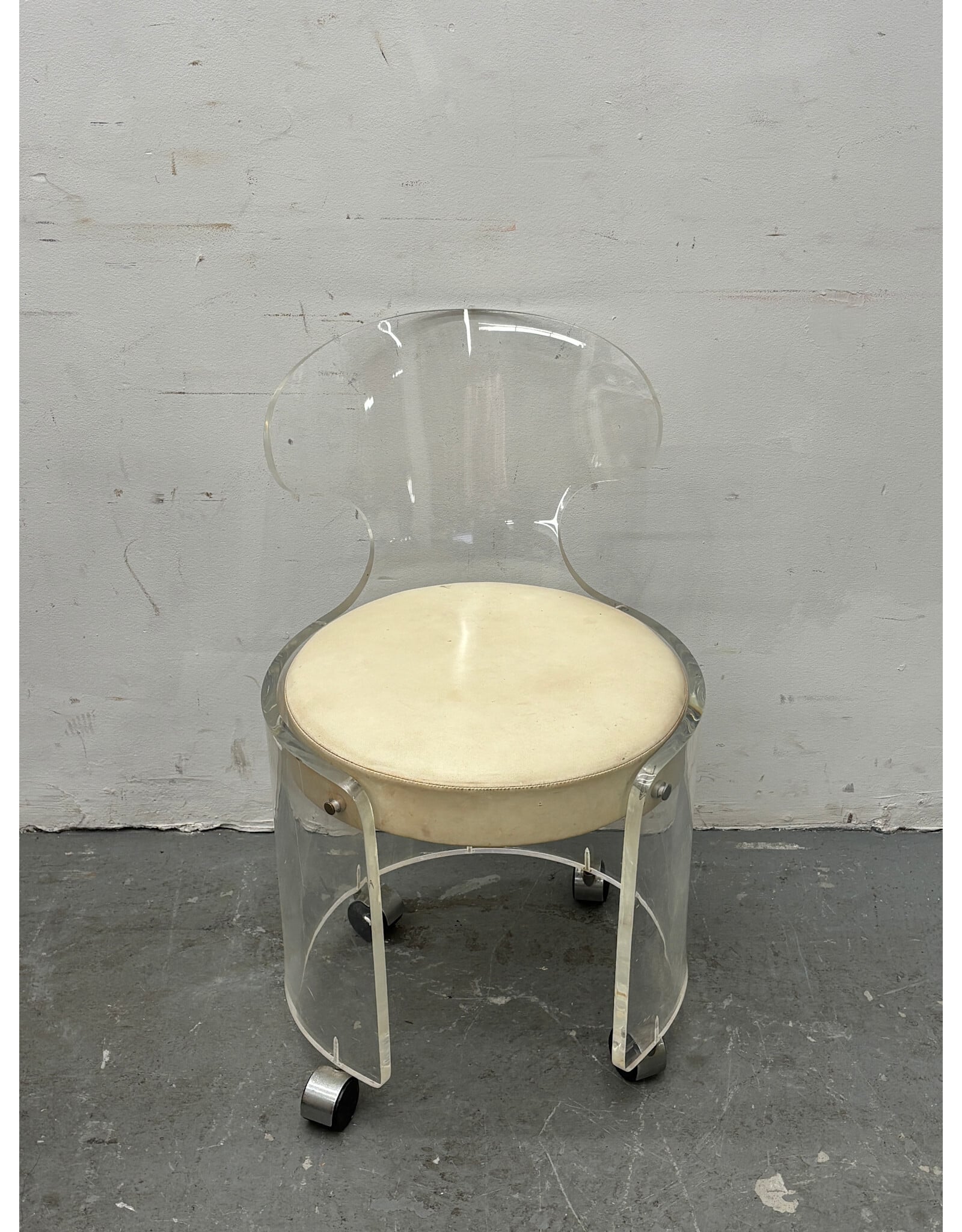 MCM Style Acrylic Spoon Back Vanity Chair