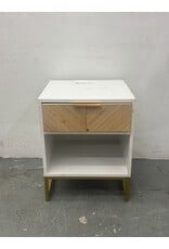 White Wood and Gold Charging Nightstand (AS IS)