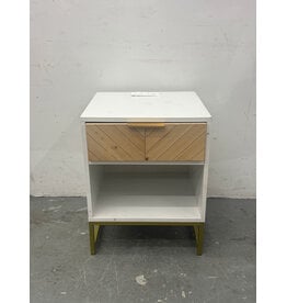 White Wood and Gold Charging Nightstand (AS IS)