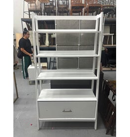 Large White Bookcase with Drawer