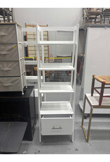 Slim White Bookcase with Drawer