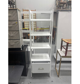 Slim White Bookcase with Drawer