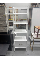 Slim White Bookcase with Drawer