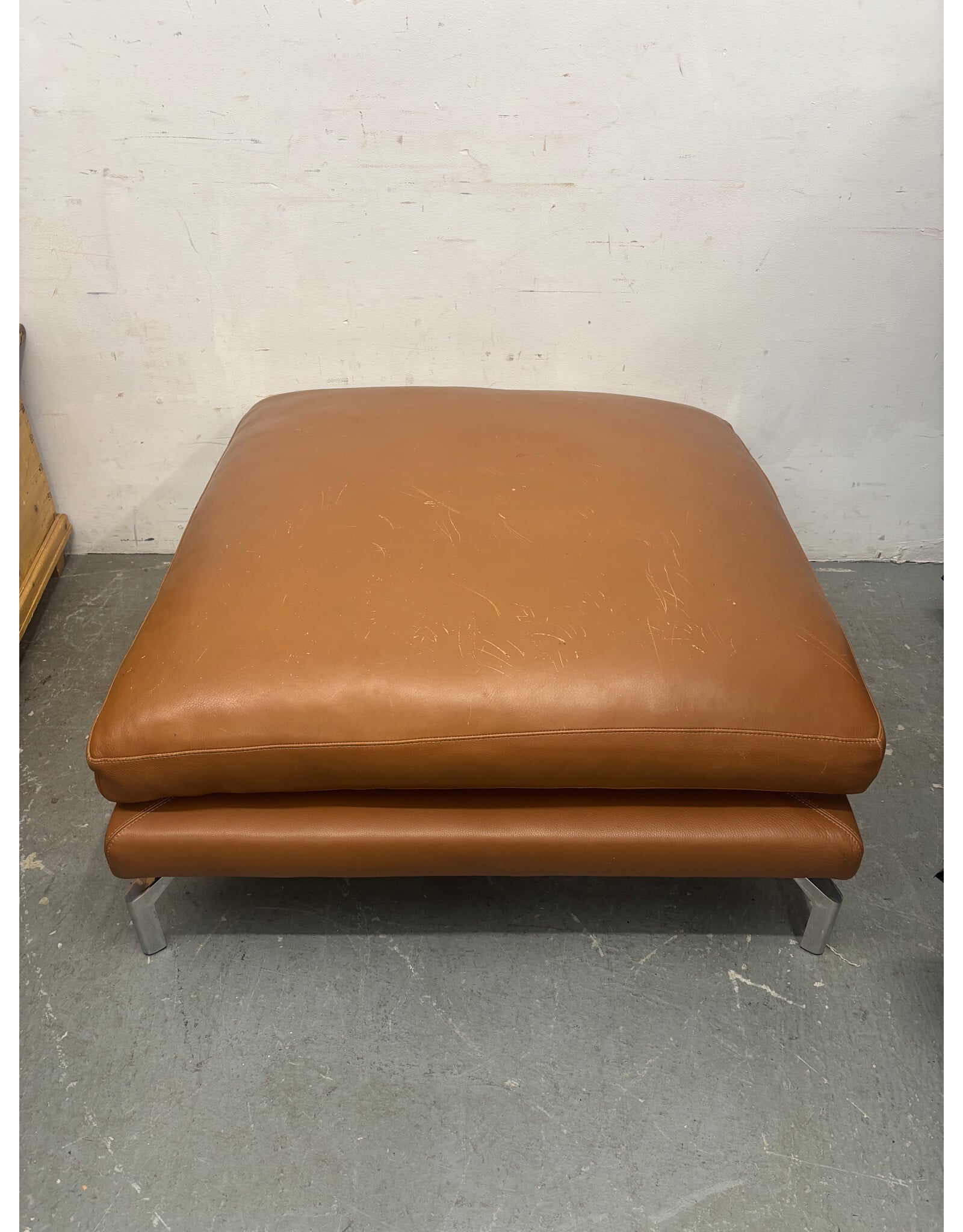 Design Within Reach Camel Leather Low Ottoman