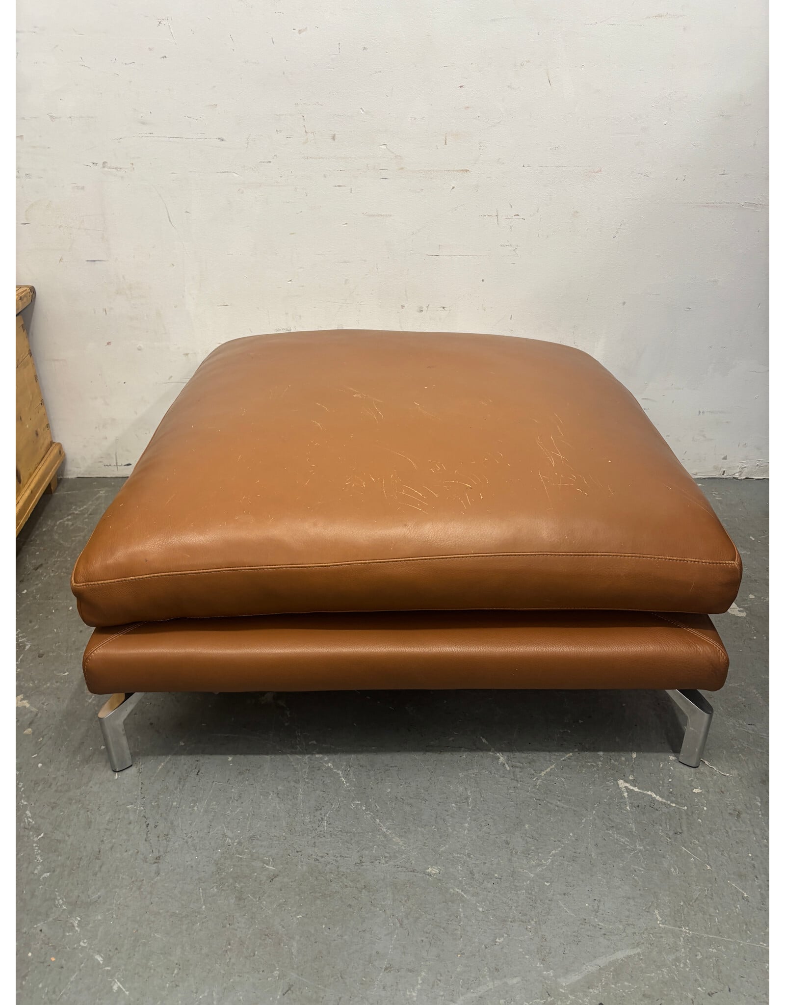Design Within Reach Camel Leather Low Ottoman