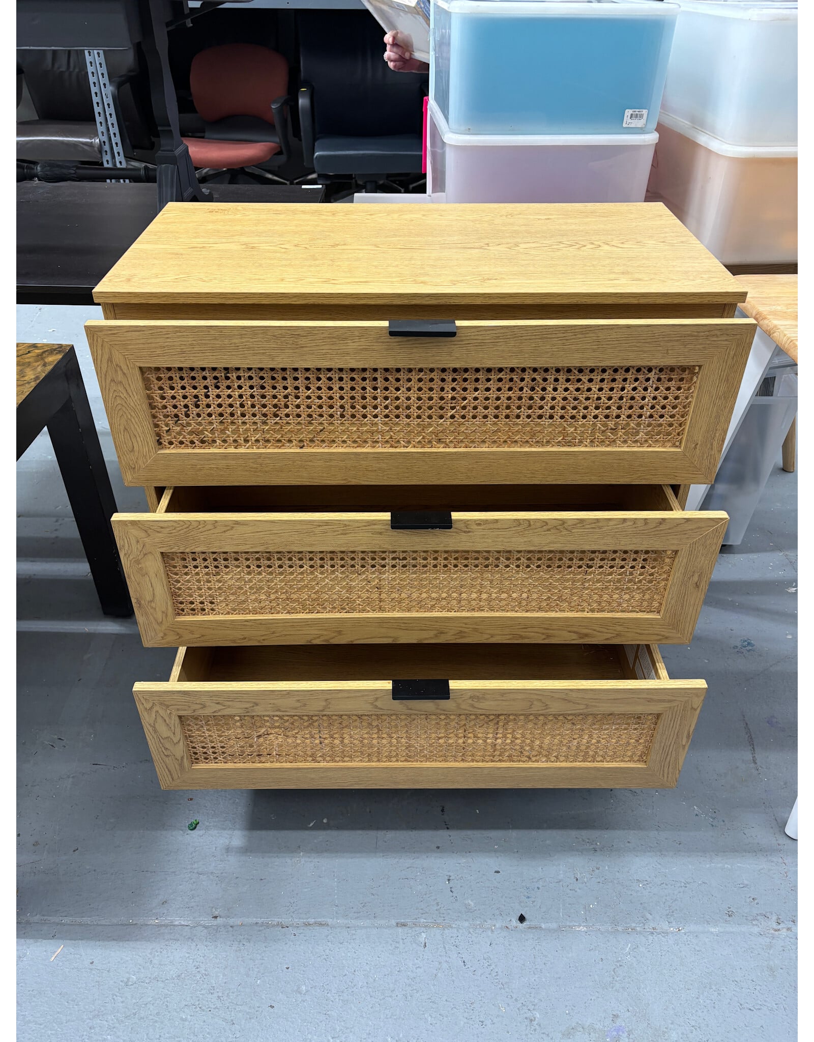 Modern Blonde Cane Small Dresser