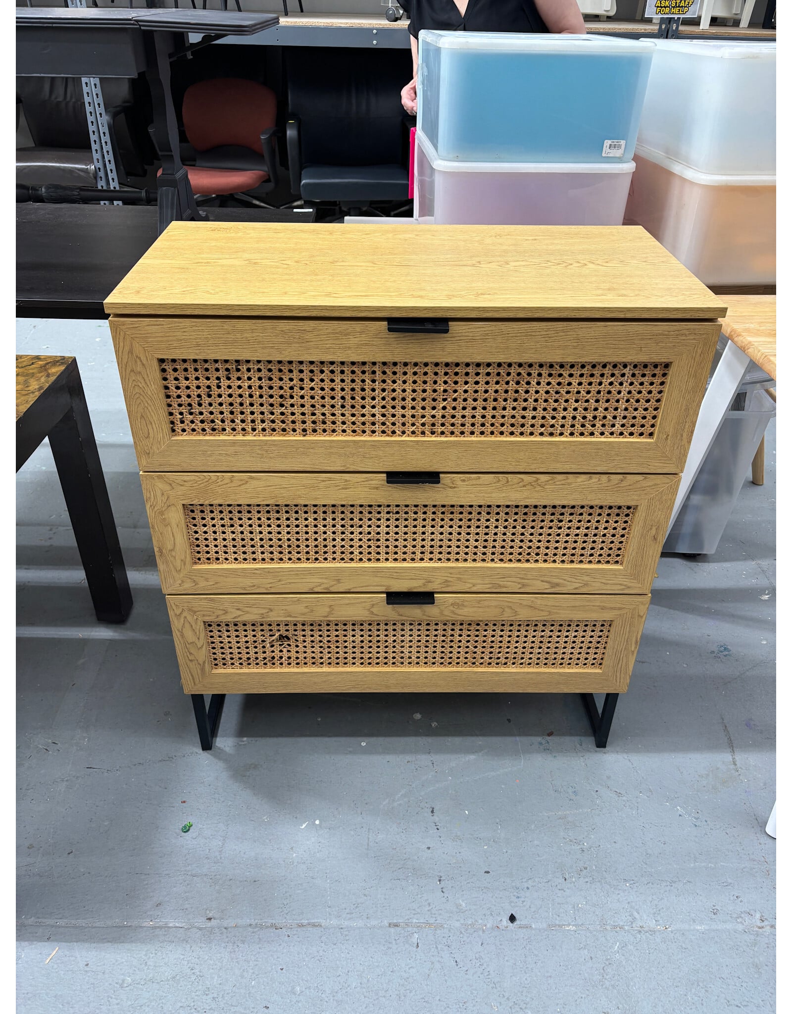 Modern Blonde Cane Small Dresser