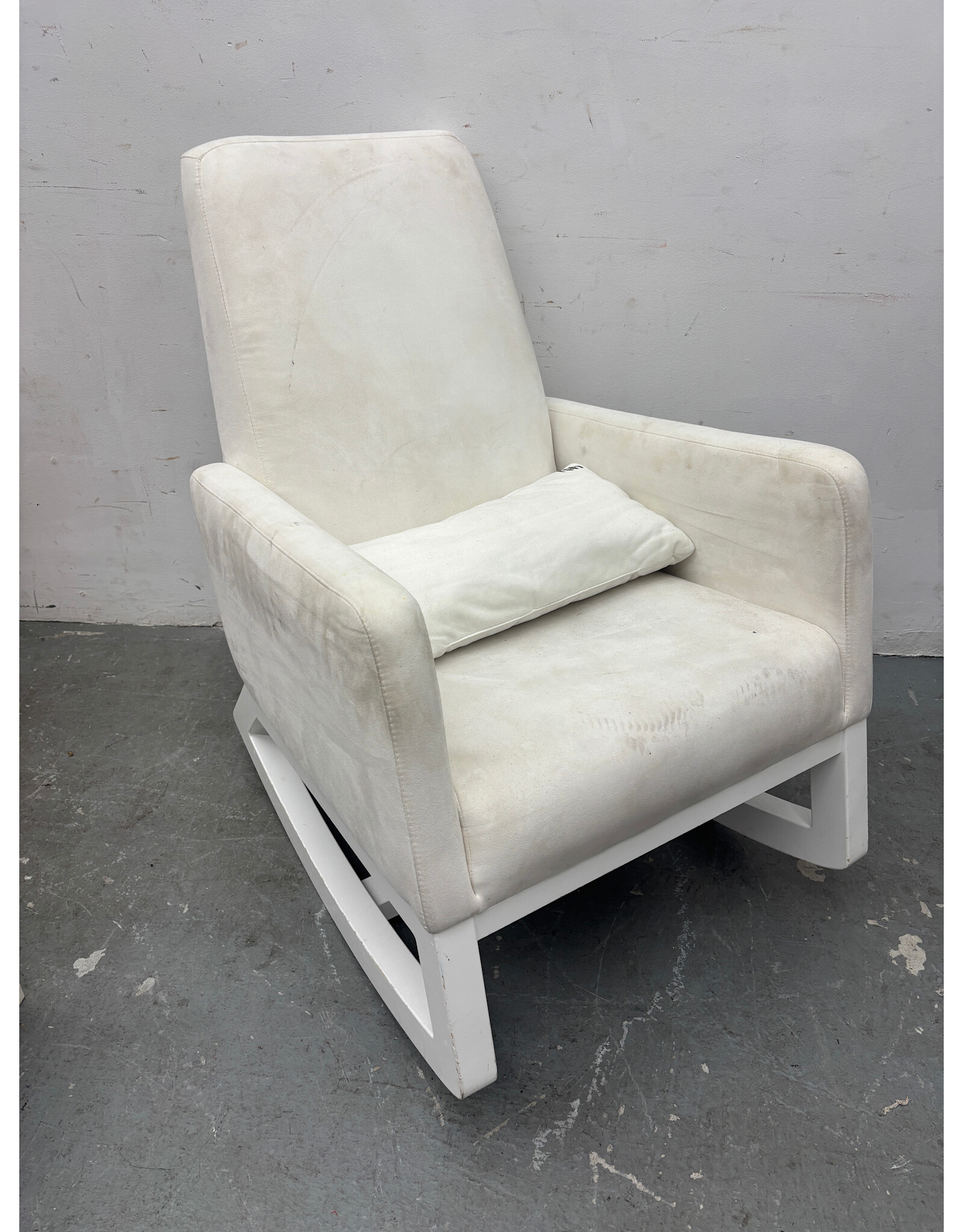 White Upholstered Modern Rocking Chair