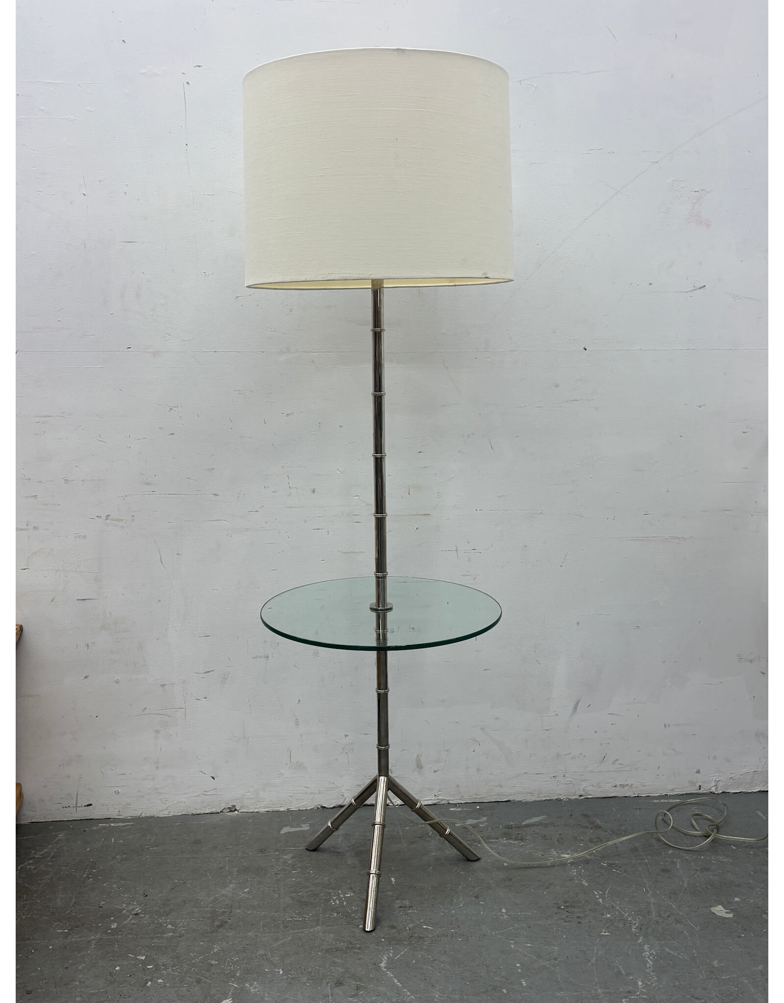 Robert Abbey Chrome Bamboo Floor Lamp with Shelf
