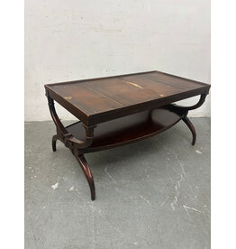 Regency Style Tooled Leather and Gold Coffee Table