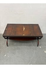 Regency Style Tooled Leather and Gold Coffee Table
