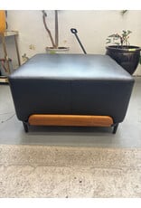 Steve Pouf in Black Leather and Walnut by Luca Nichetto for De La Noche