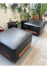Steve Pouf in Black Leather and Walnut by Luca Nichetto for De La Noche
