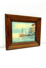 Maritime Harbor, framed painting, sgnd Burnett