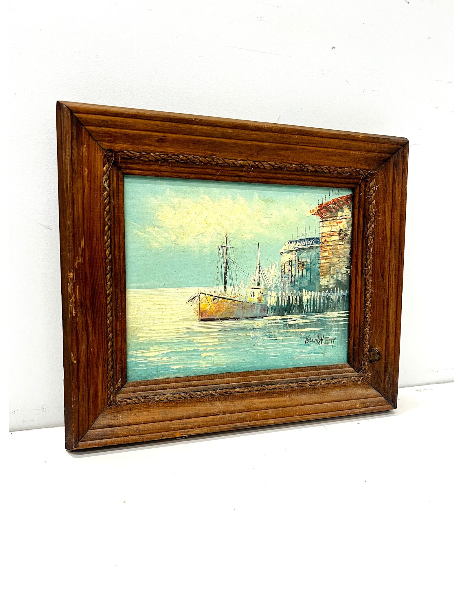 Maritime Harbor, framed painting, sgnd Burnett
