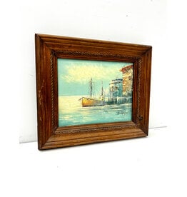 Maritime Harbor, framed painting, sgnd Burnett
