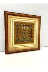Buffalo People, framed Navajo Sandpainting