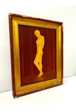 Golden Figure, framed painting on canvas, sgnd L. Macpherson