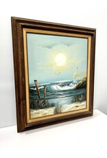 Lighthouse Scene, framed painting on canvas, sgnd Licata