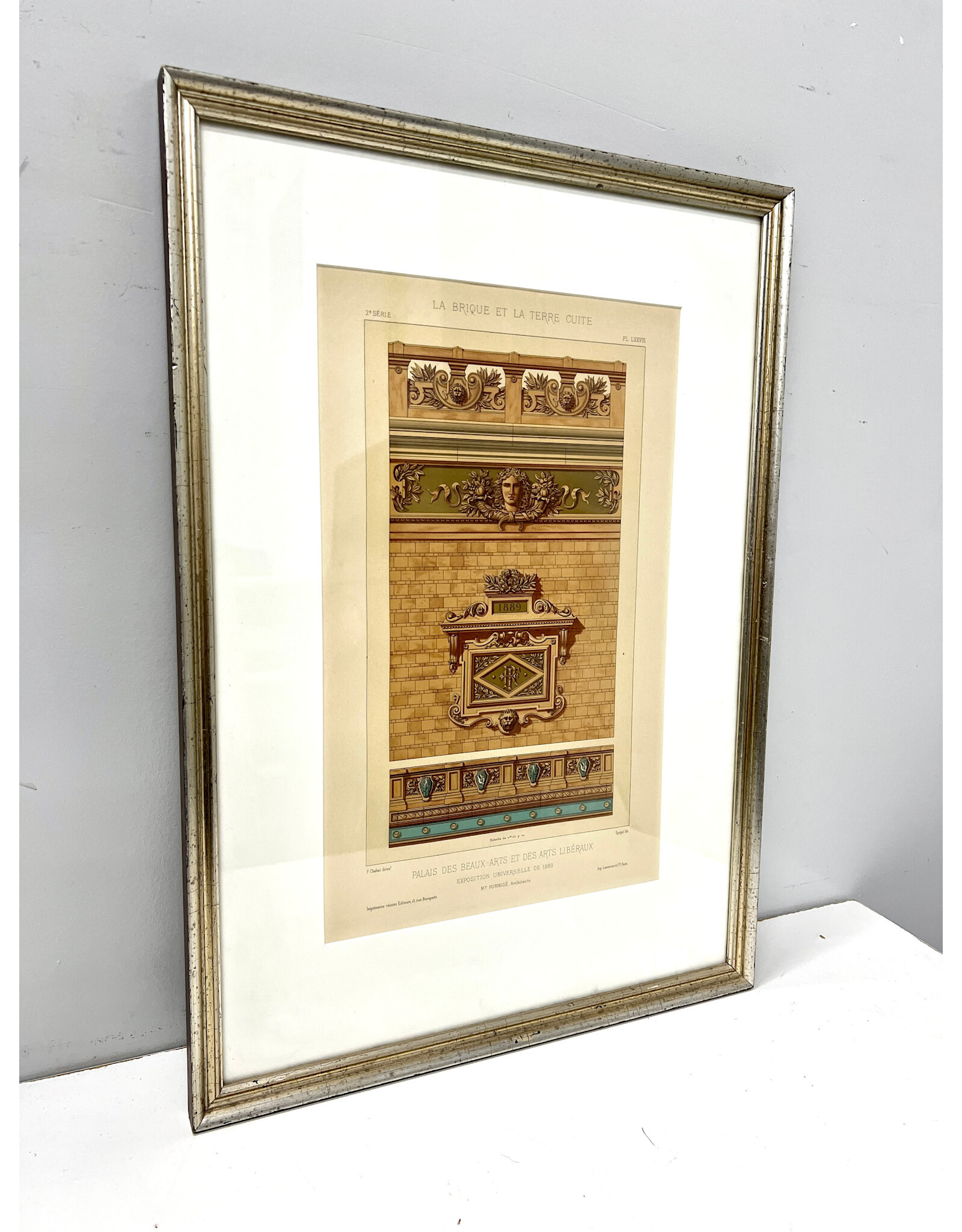 La Brique et La Terre Cuite, framed French architectural chromolithograph