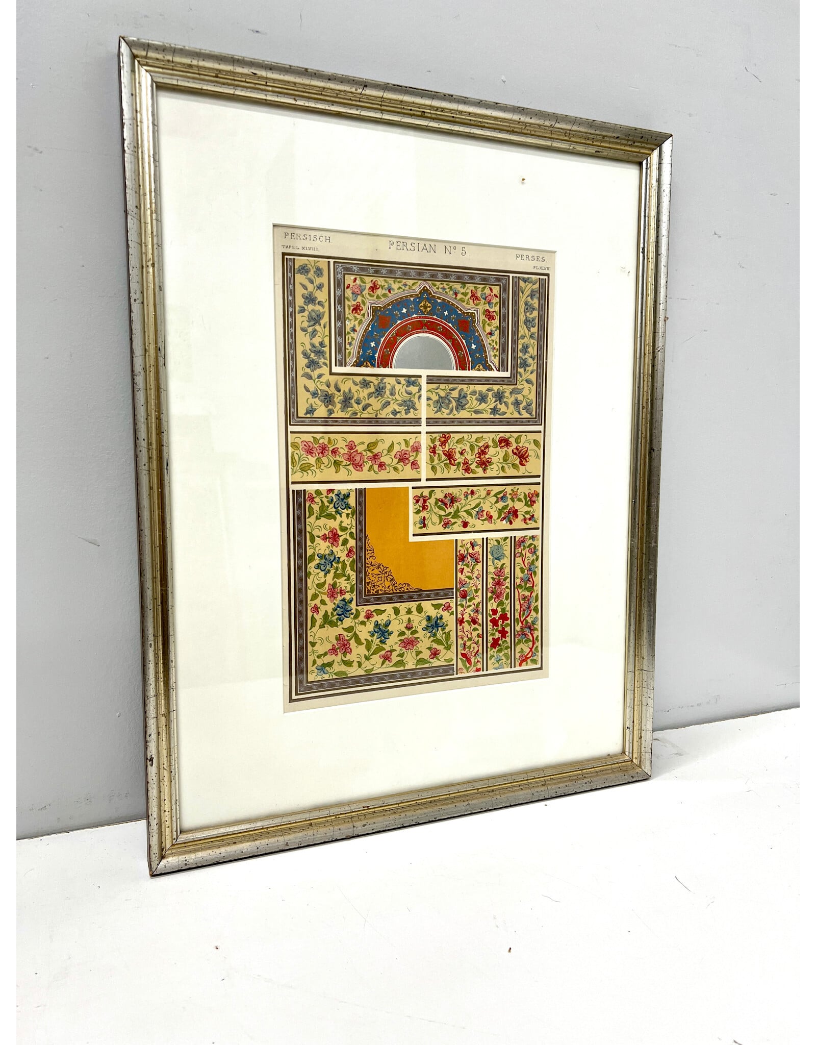 Framed Persian Floral Design Patterns by Owen Jones, framed chromolithograph