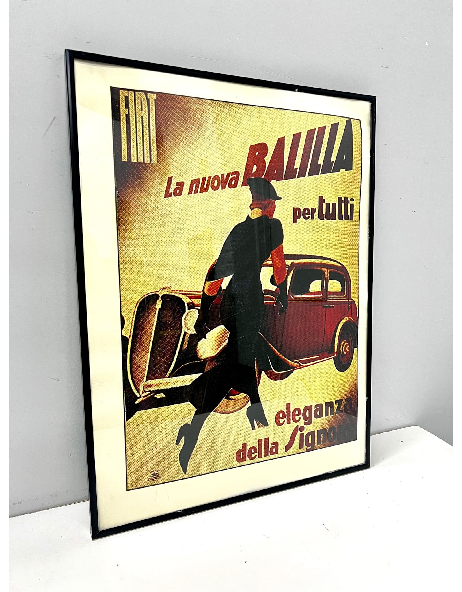 Framed Vintage Style Fiat Poster