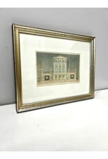 Bookcase for a Study from Rudolph Ackermann's Repository of Arts, framed antique colored engraving