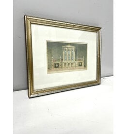 Bookcase for a Study from Rudolph Ackermann's Repository of Arts, framed antique colored engraving