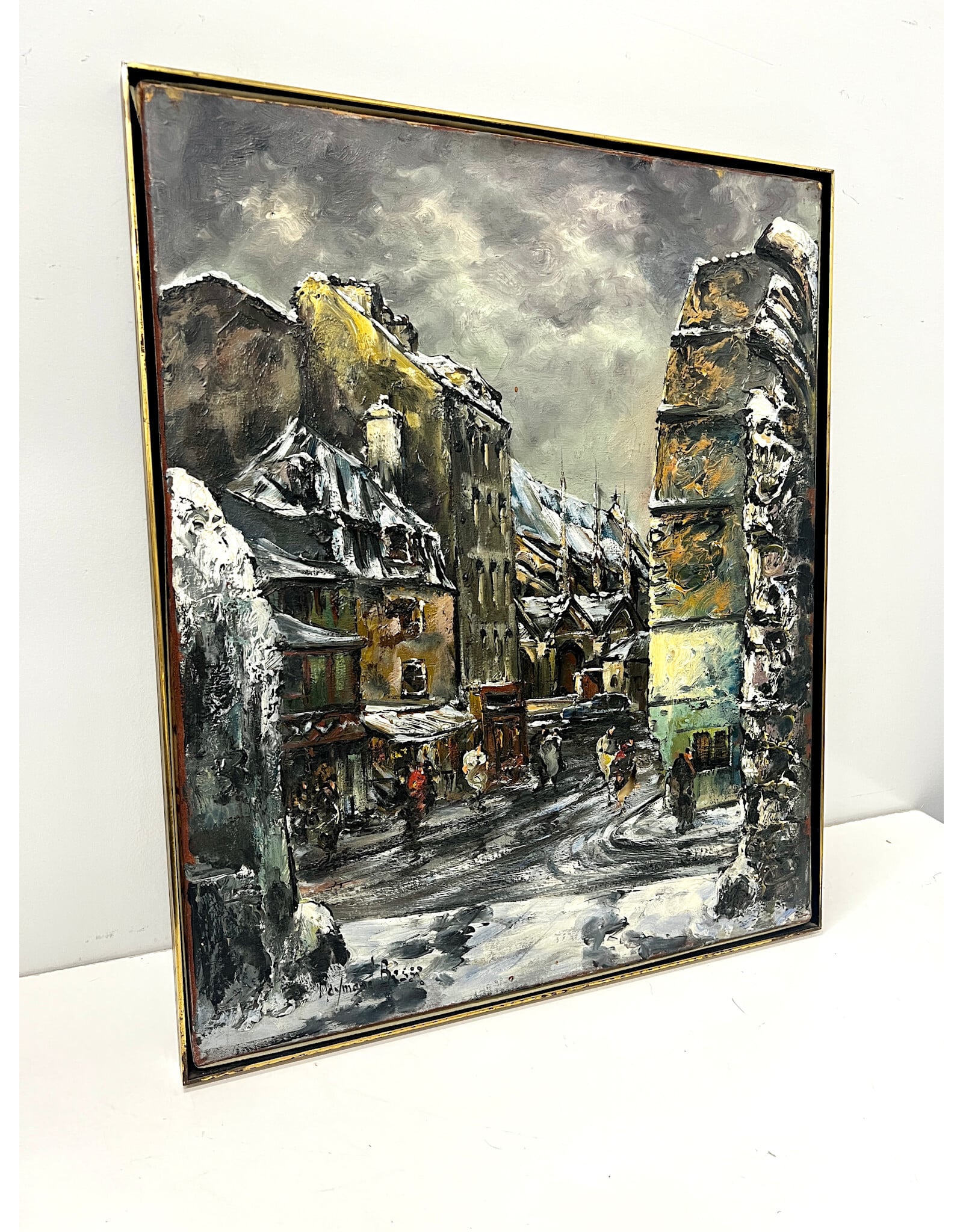 Rue Galande Vieux Paris, framed painting, sgnd Rymond Besse