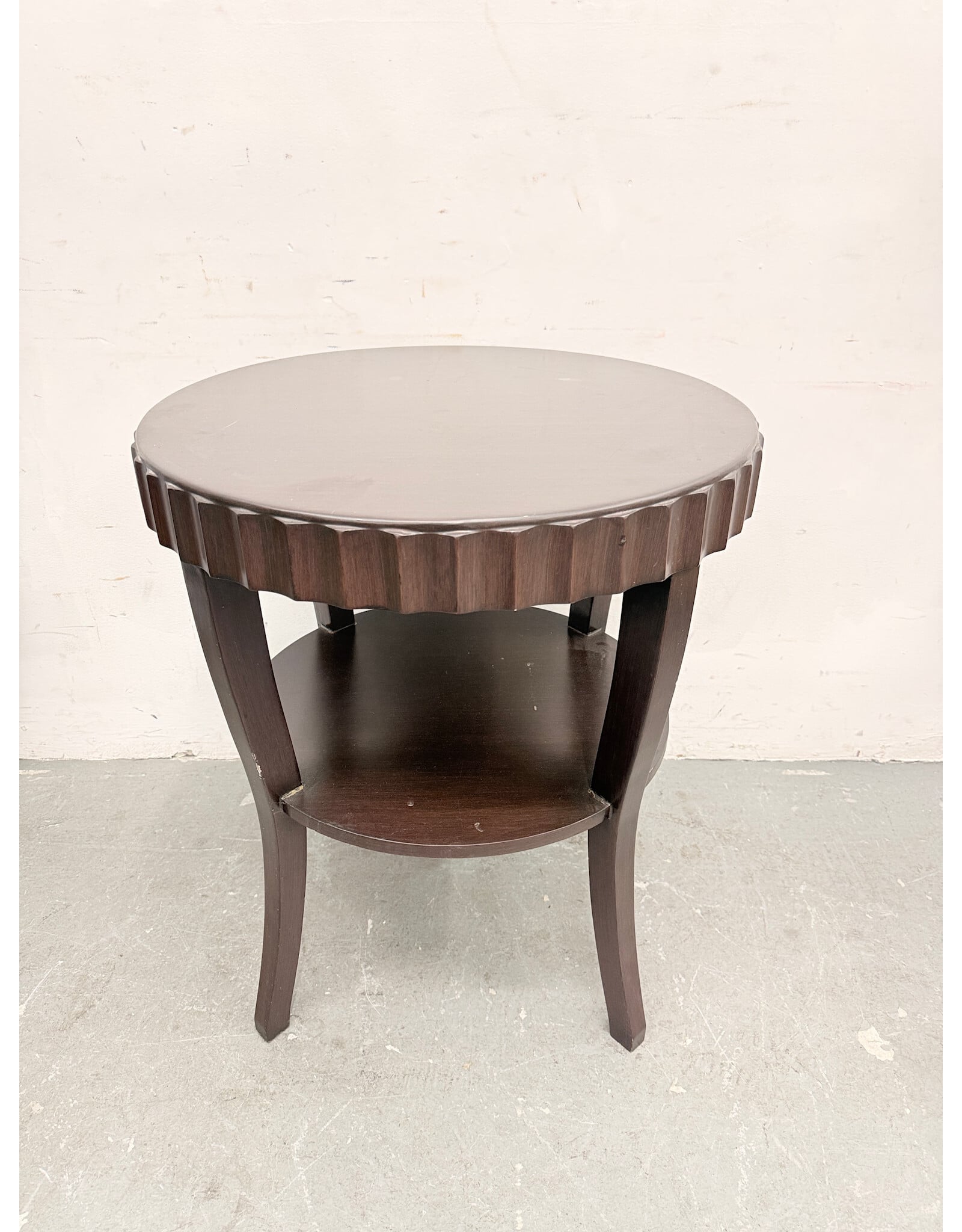 Dark Mahogany Round Wood Entry Table