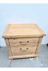 Rustic 2-Drawer Wood Nightstand