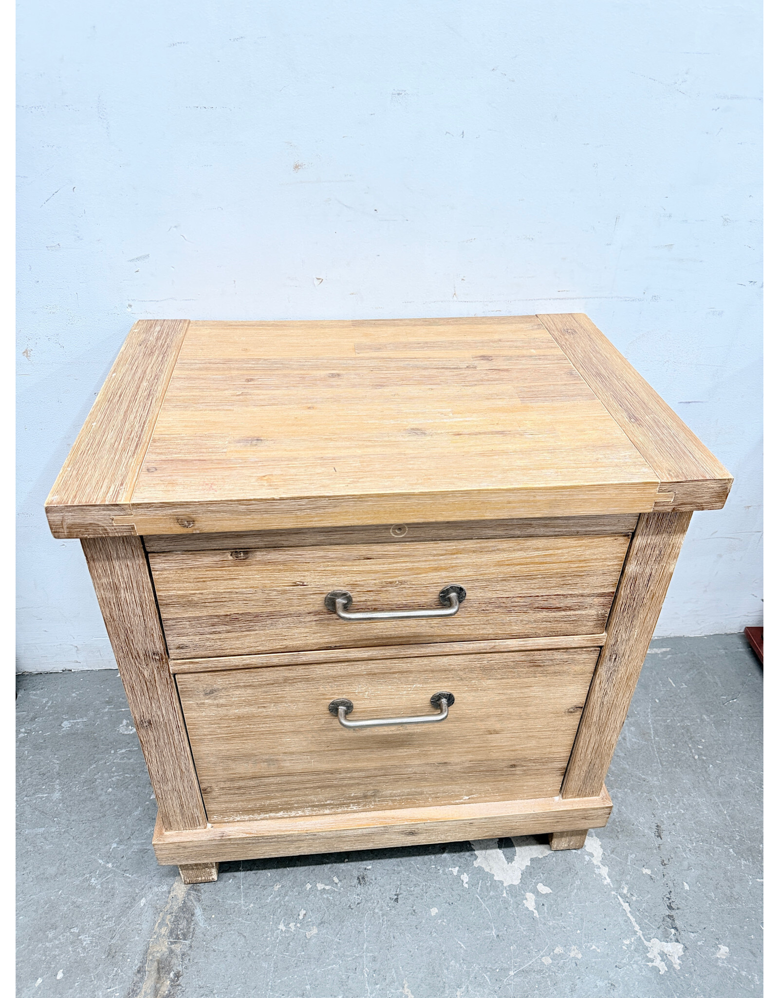 Rustic 2-Drawer Wood Nightstand