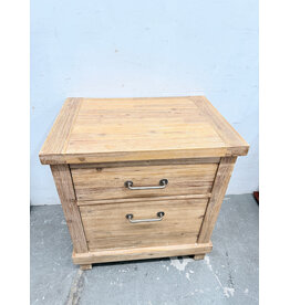 Rustic 2-Drawer Wood Nightstand