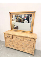 Rustic Wooden 7-Drawer Dresser with Attached Mirror