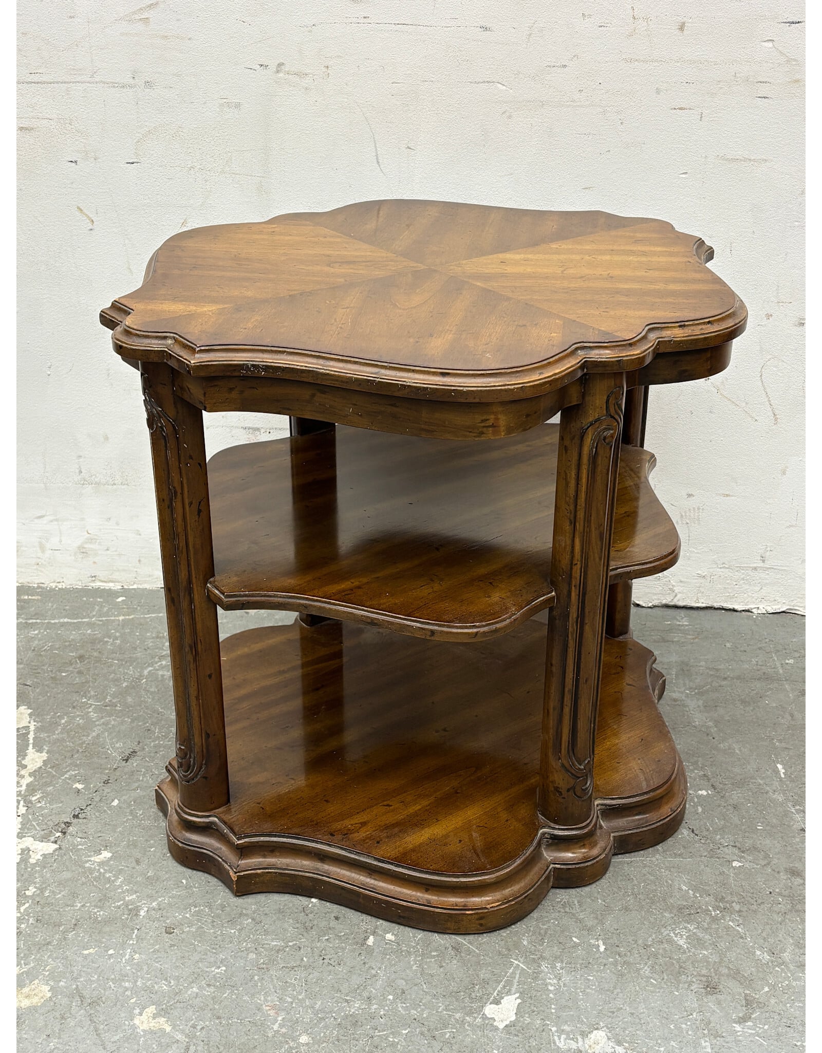 Walnut Finish French Inspired Side Table