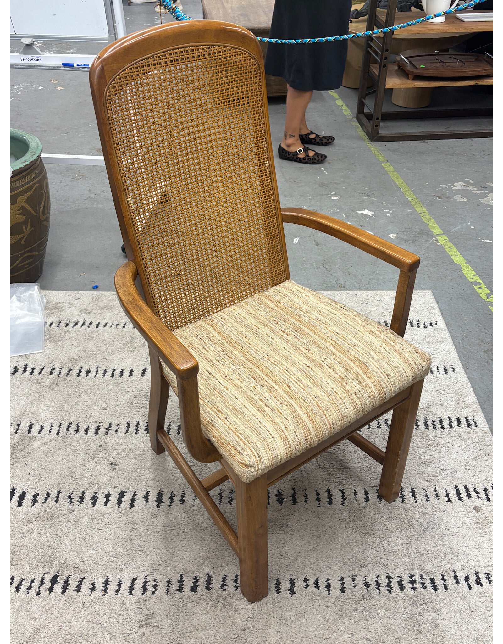 Burl and Cane Dining Chair
