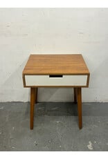 Faux Wood and White End Table