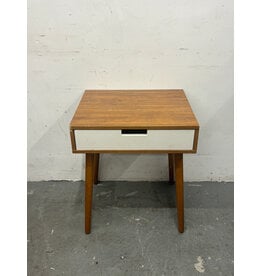 Faux Wood and White End Table