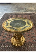 Italian Pedestal End Table with Round Églomisé Top