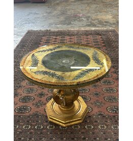 Italian Pedestal End Table with Round Églomisé Top