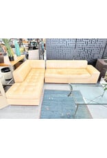 Mid-Century Modern Style American Leather Tan Sectional Sofa