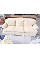 Traditional Cream Skirted Rolled Arm Sofa