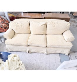 Traditional Cream Skirted Rolled Arm Sofa