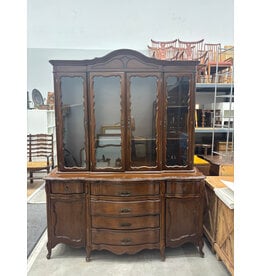 Vintage Wooden Breakfront China Cabinet