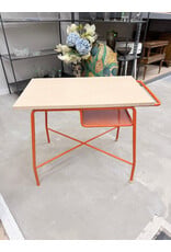 Small Desk with Orange Metal Base