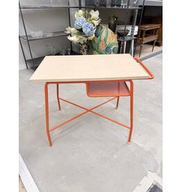 Small Desk with Orange Metal Base