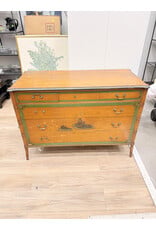 Vintage Wooden with Handpainted Island Motif 6-Drawer Dresser