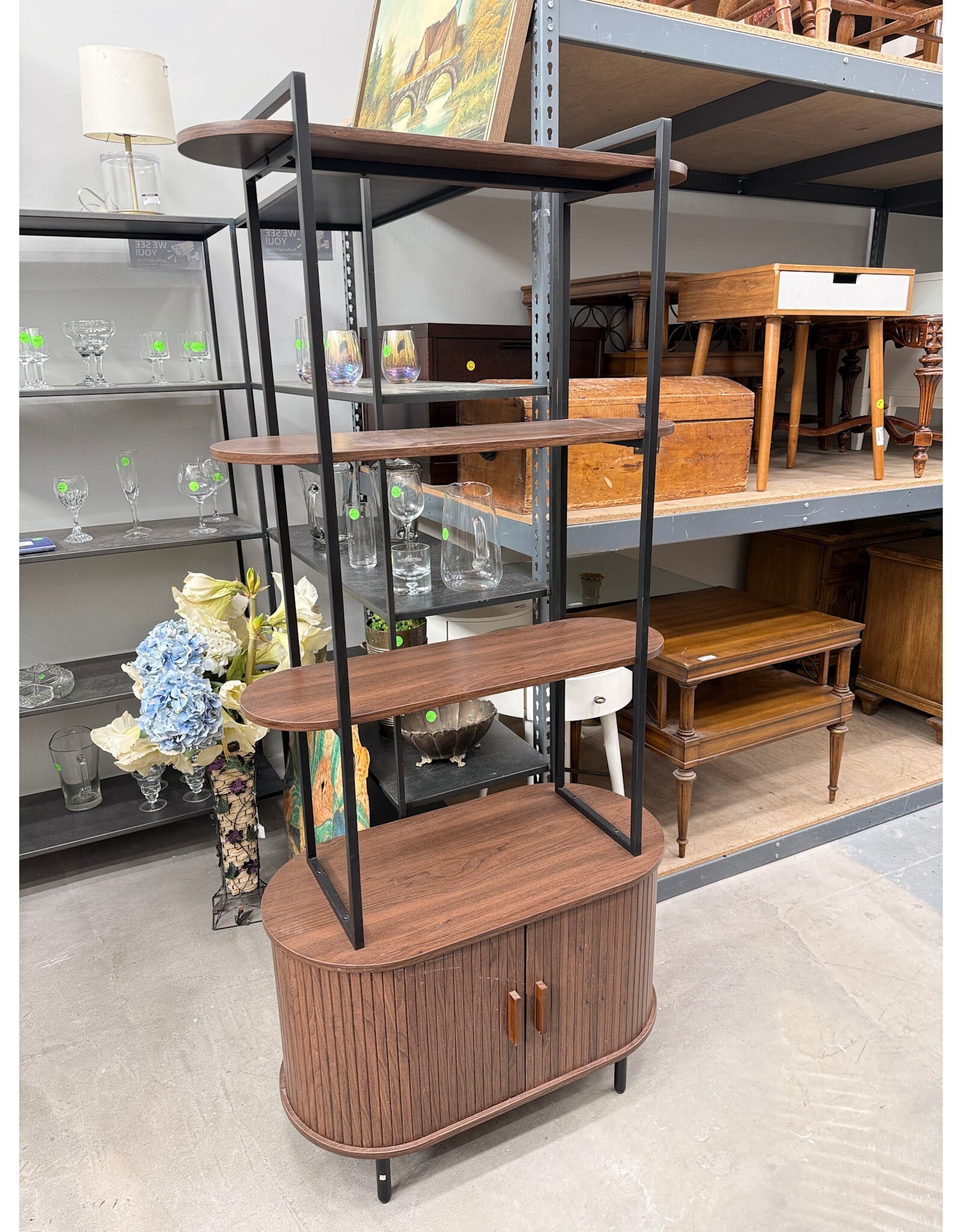 Modern 4-tier with Sliding Storage Cabinet Shelf