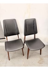 MCM Wood and Black Leather Dining Chair