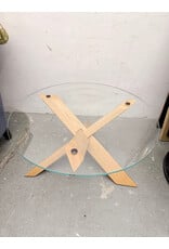 Modern Interlocking Wood & Glass Coffee Table